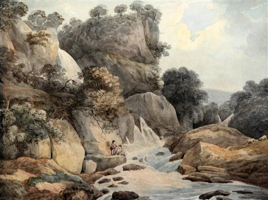 Joseph Mallord William Turner (1775-1851) Waterfall among rocks, Wales C.1794, 7 x 9.5in.